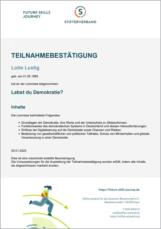 Teilnahmebestätigung